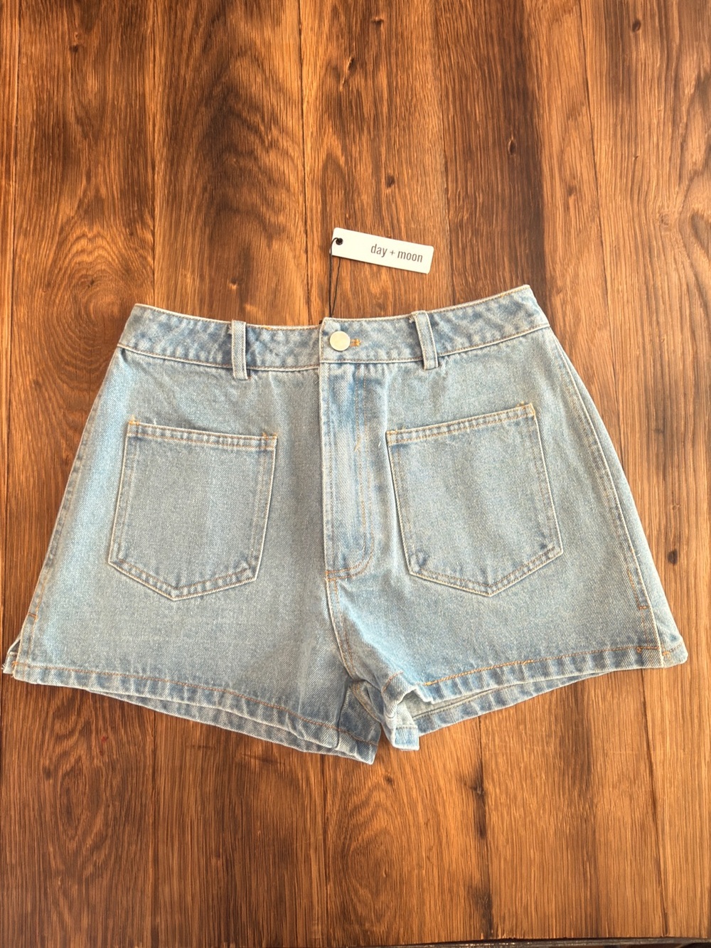 day + moon Light Wash Denim Jean Shorts